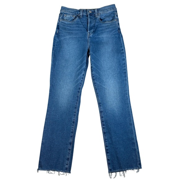 Frank & Eileen Cork Jeans Size 26 Blue High Rise Straight Leg Raw Hem